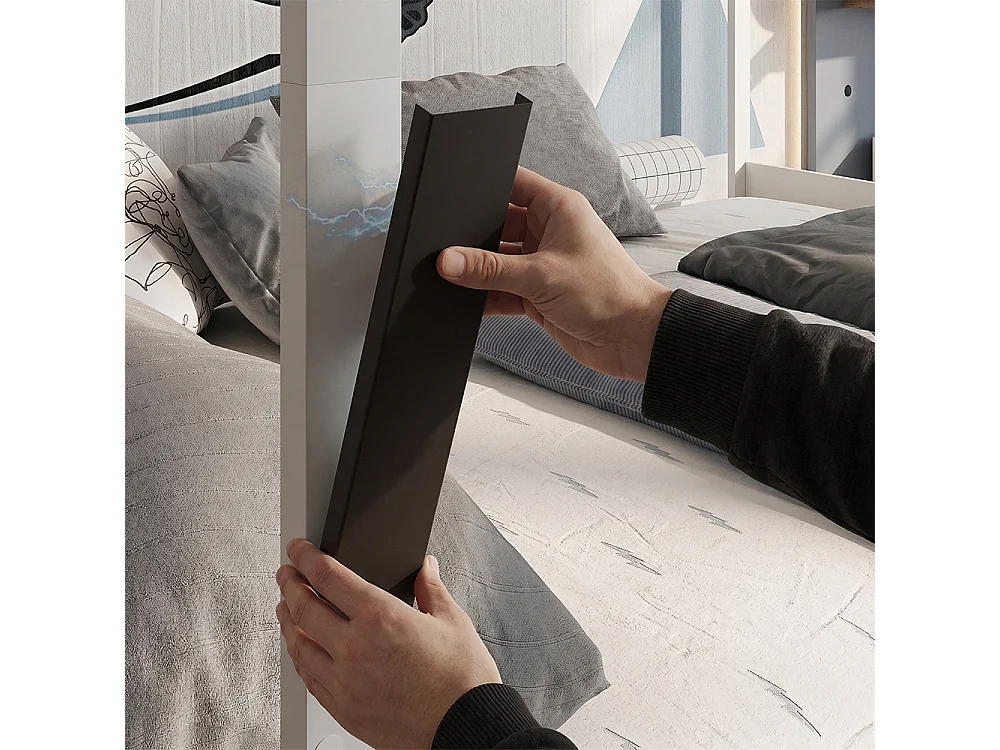 Lit pour enfant blanc/noir 145x205x160 goal