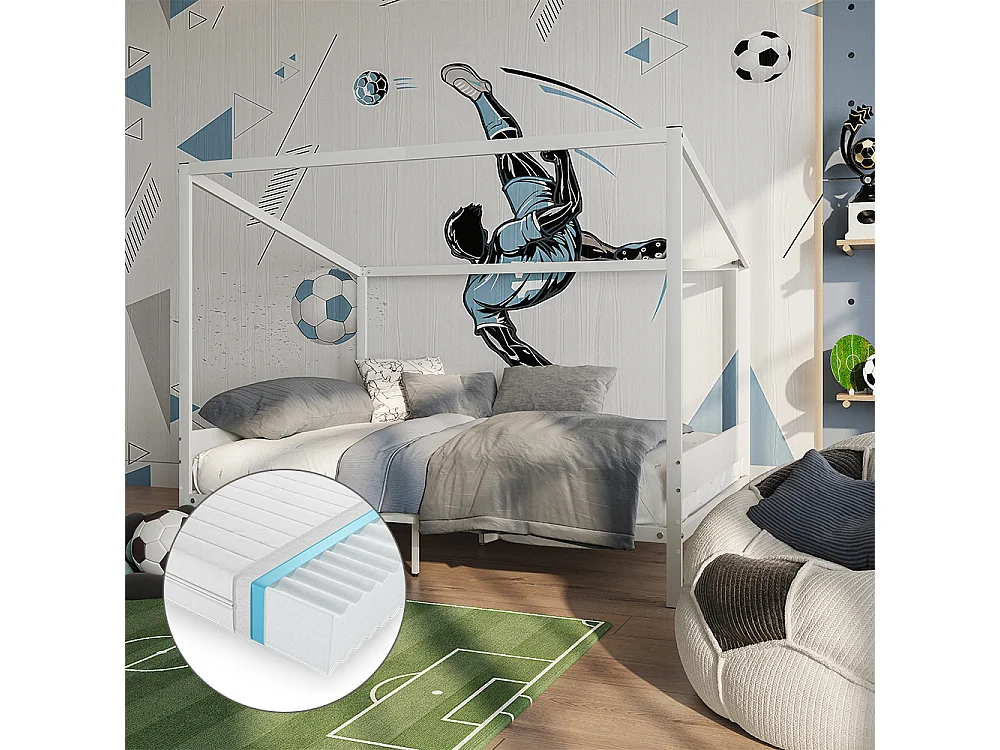 Lit pour enfant blanc/noir 145x205x160 goal
