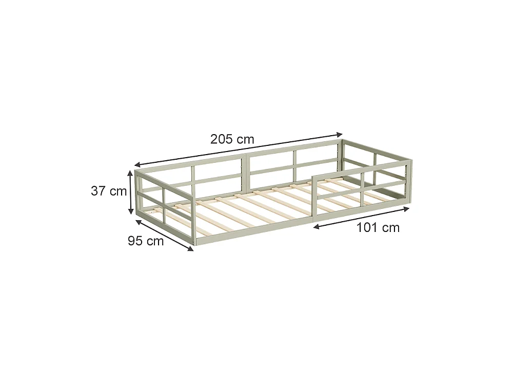 Lit pour enfant grège 205x95x37 minno