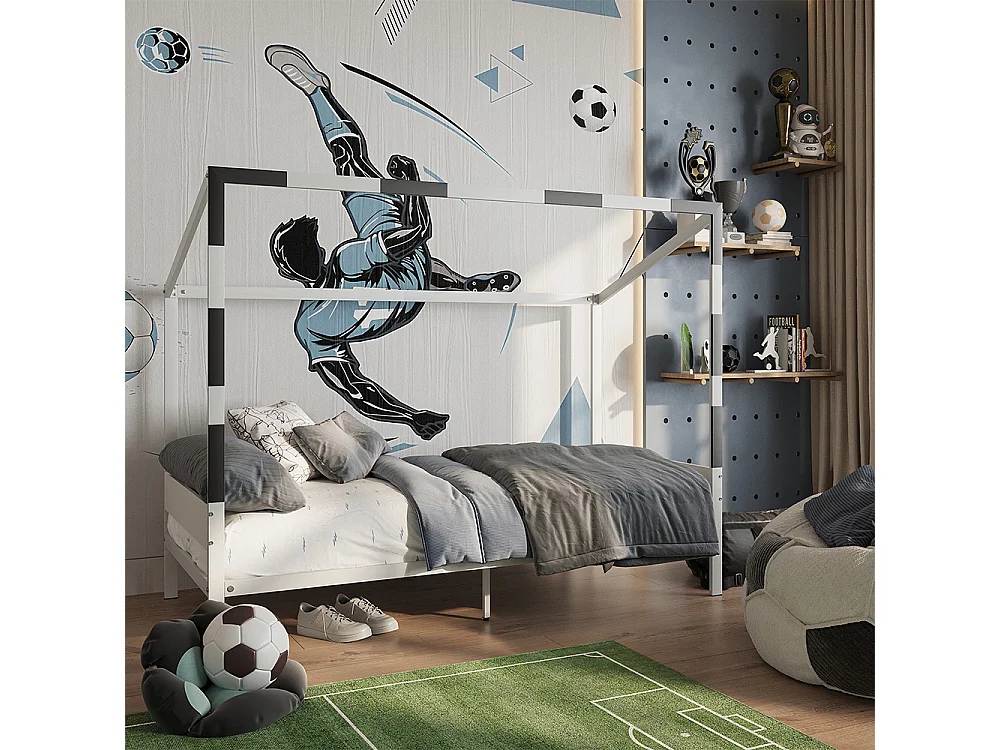 Lit enfant blanc/noir 95x205x160 goal