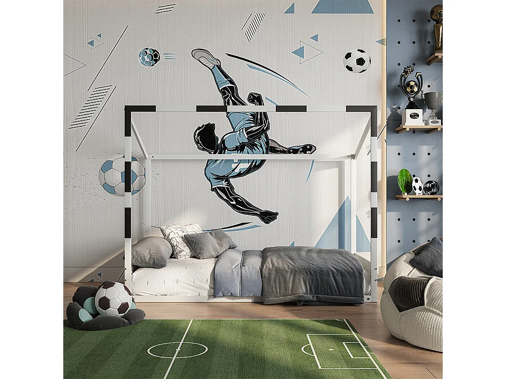 Lit enfant blanc/noir 95x205x160 goal