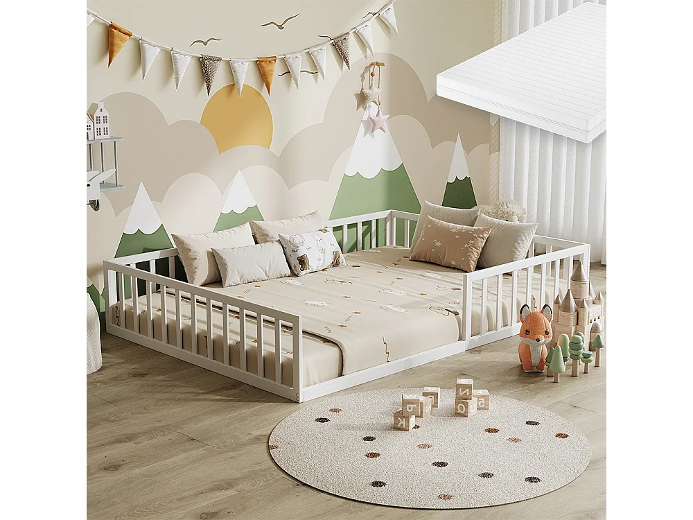 Lit pour enfant blanc 205x145x37 minno