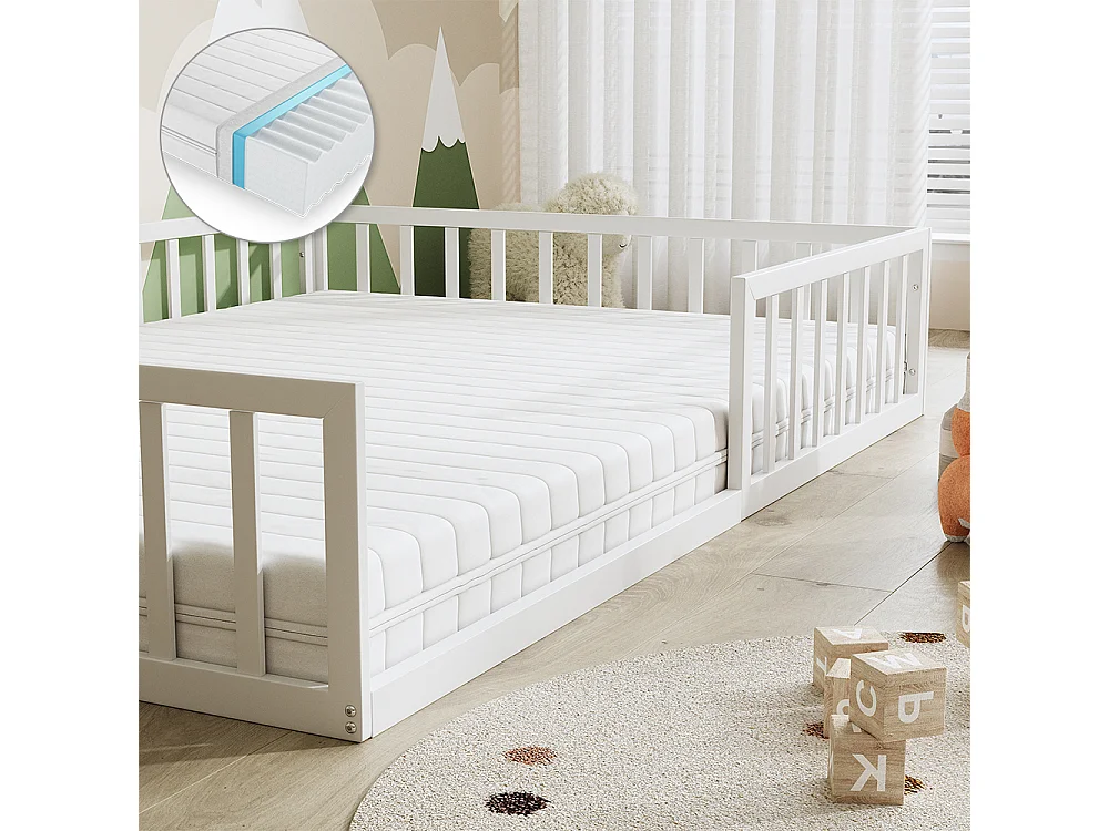 Lit pour enfant blanc 205x145x37 minno