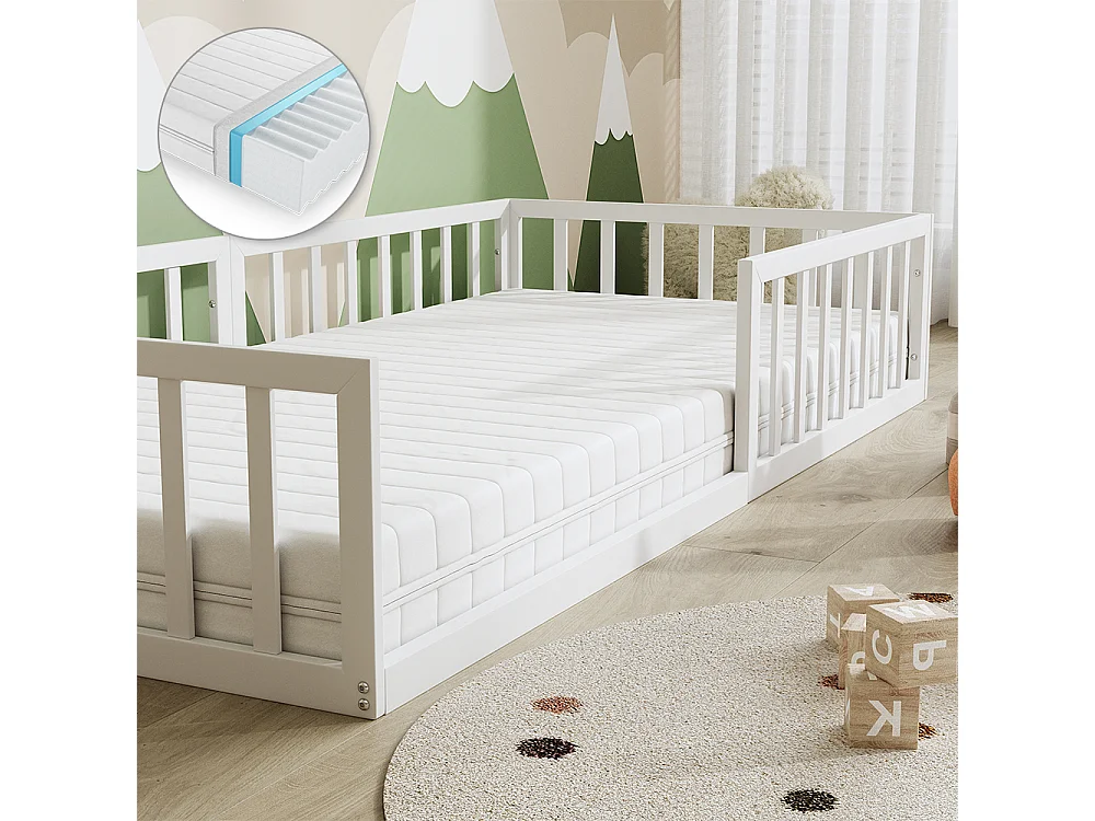 Lit pour enfant blanc 205x95x37 minno
