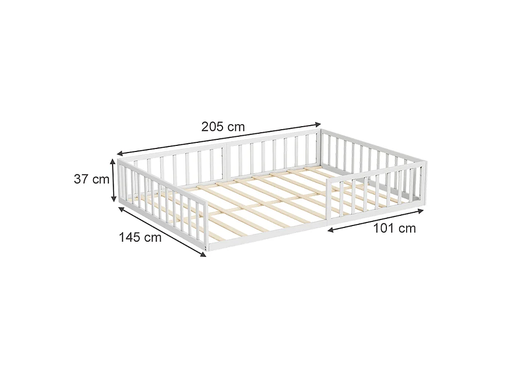Lit pour enfant blanc 205x145x37 minno