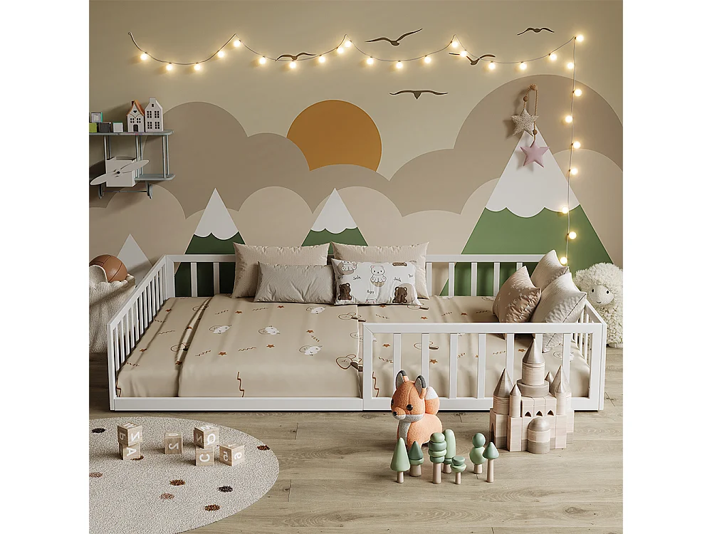 Lit pour enfant blanc 205x145x37 minno