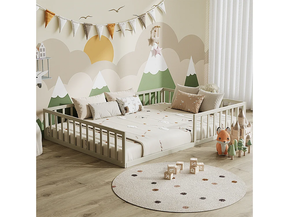 Lit pour enfant grège 205x145x37 minno