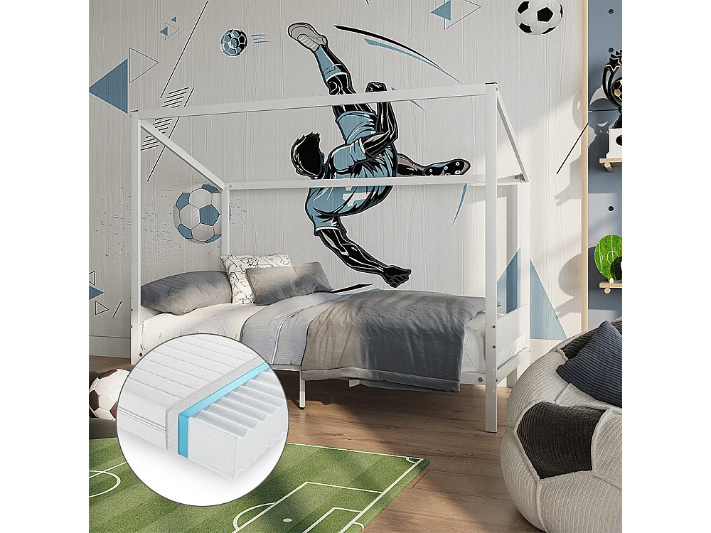 Lit pour enfant blanc/noir 95x205x160 goal