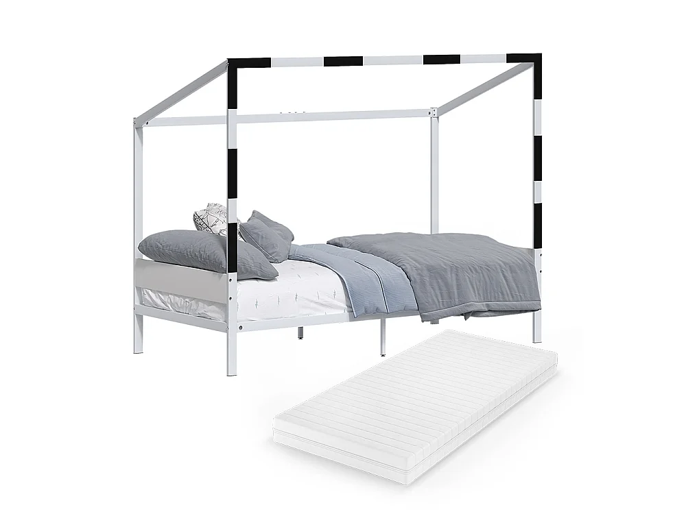Lit pour enfant blanc/noir 95x205x160 goal