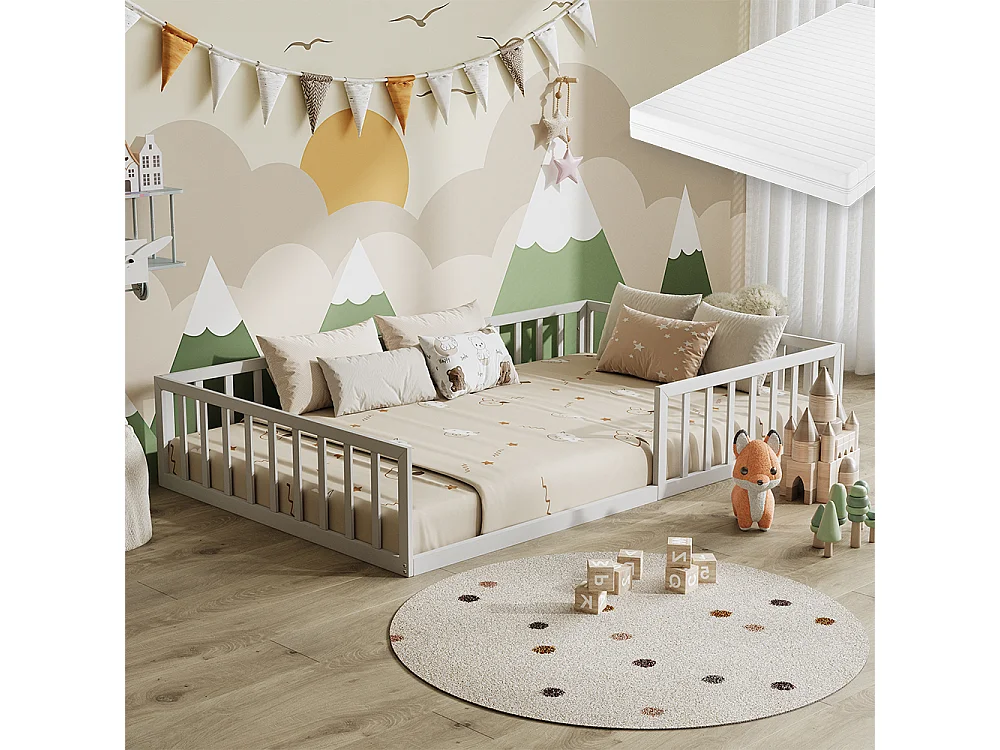 Lit pour enfant blanc 205x125x37 minno