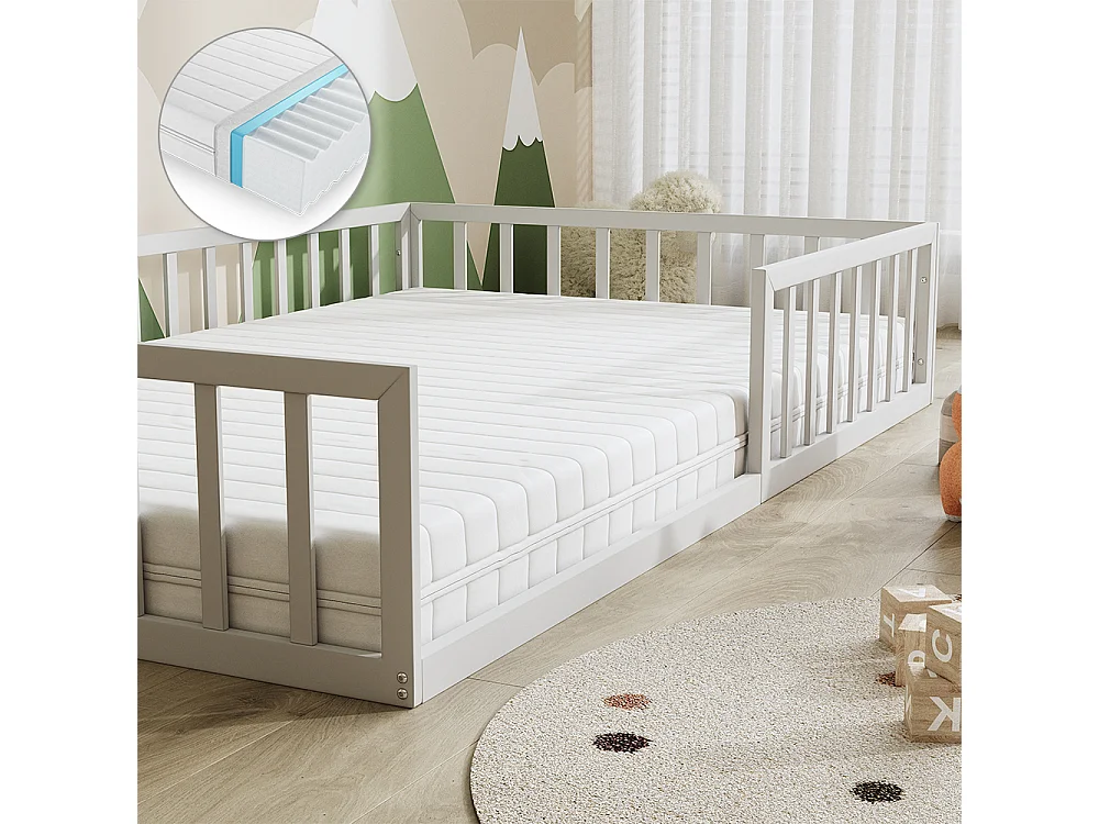 Lit pour enfant blanc 205x125x37 minno