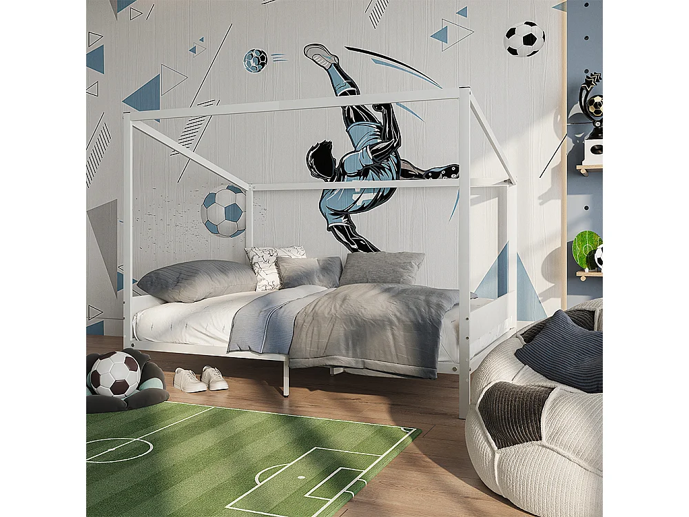 Lit pour enfant blanc/noir 145x205x160 goal
