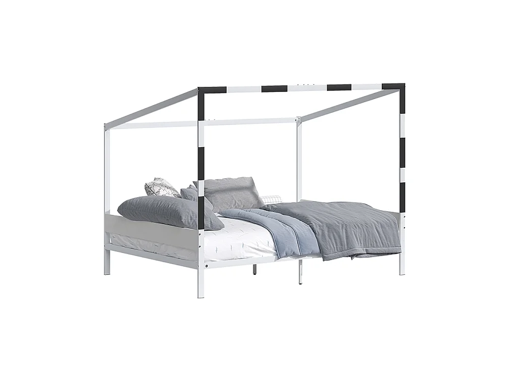 Lit pour enfant blanc/noir 145x205x160 goal