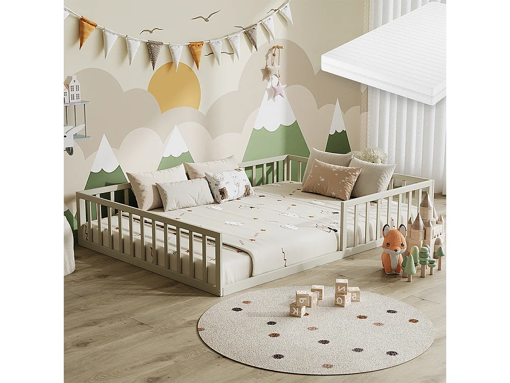 Lit pour enfant grège 205x145x37 minno