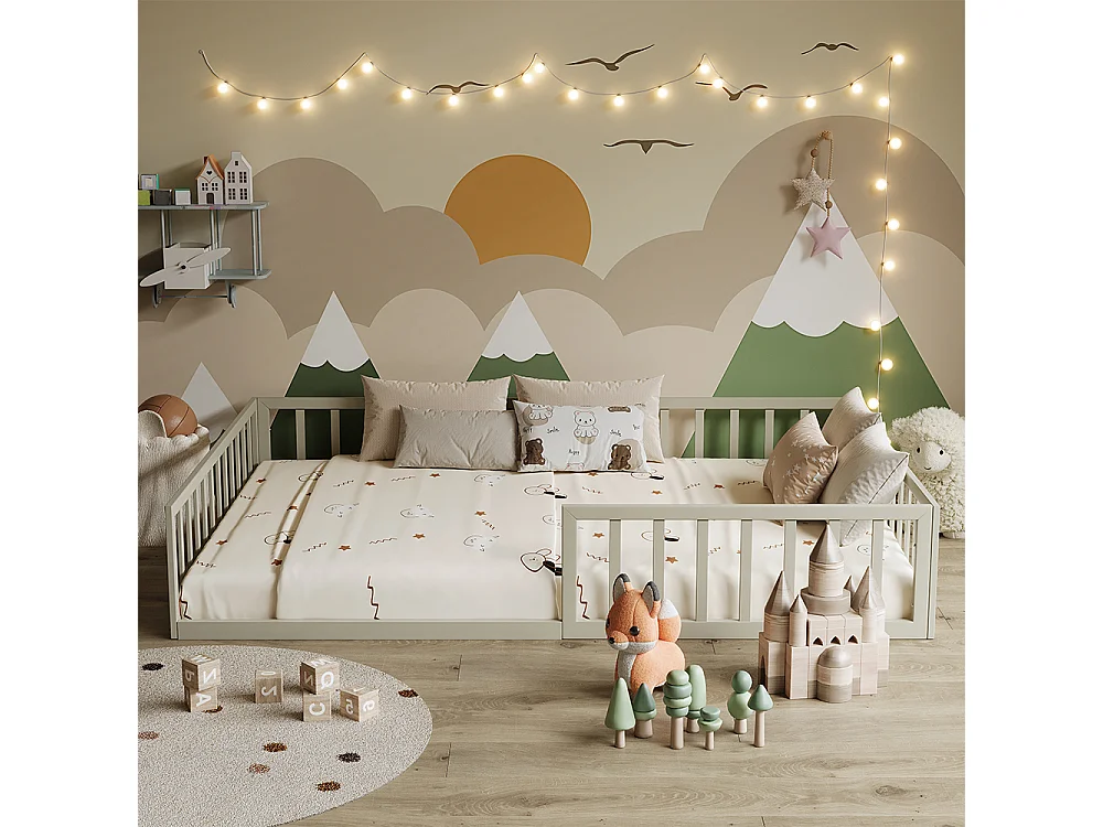 Lit pour enfant grège 205x145x37 minno