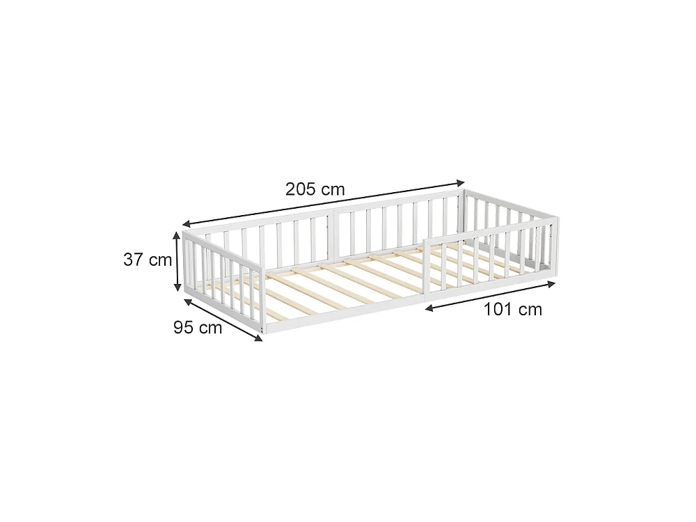 Lit pour enfant blanc 205x95x37 minno