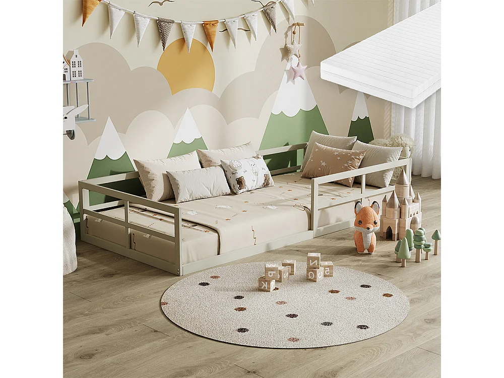 Lit pour enfant grège 205x95x37 minno