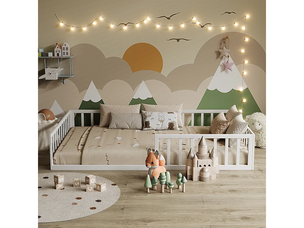Lit pour enfant blanc 205x125x37 minno