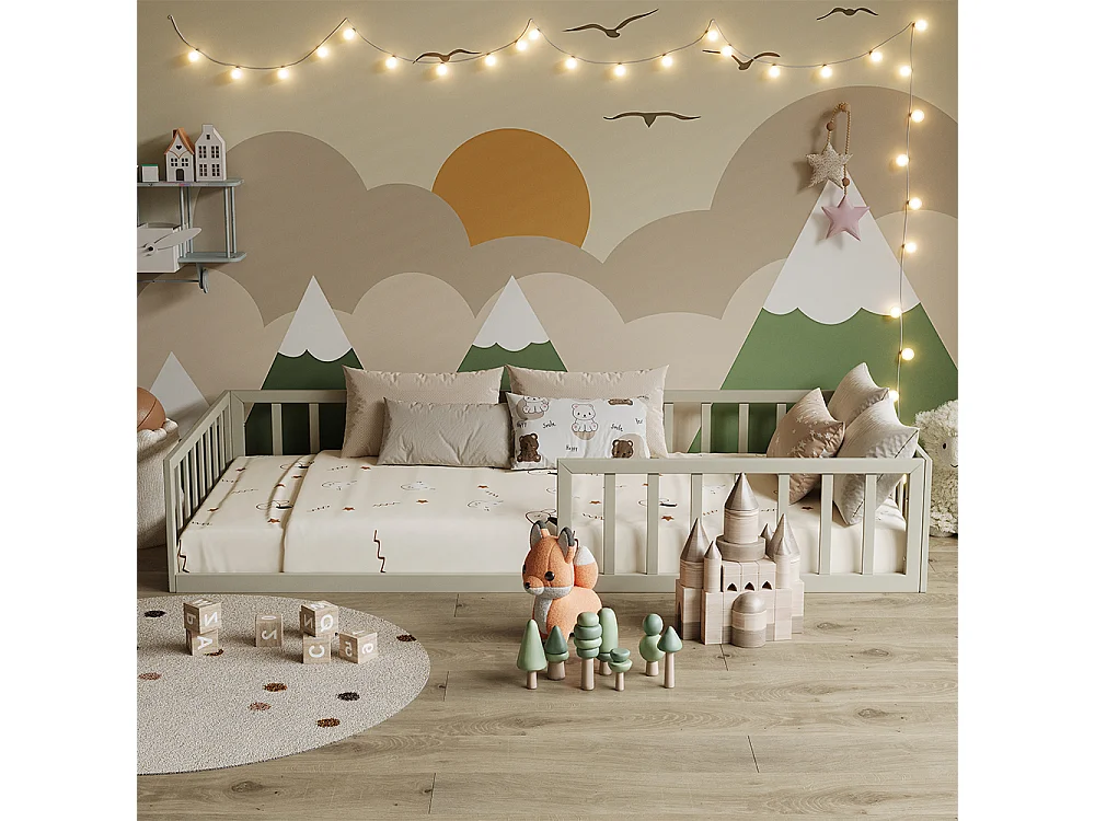 Lit pour enfant grège 205x95x37 minno