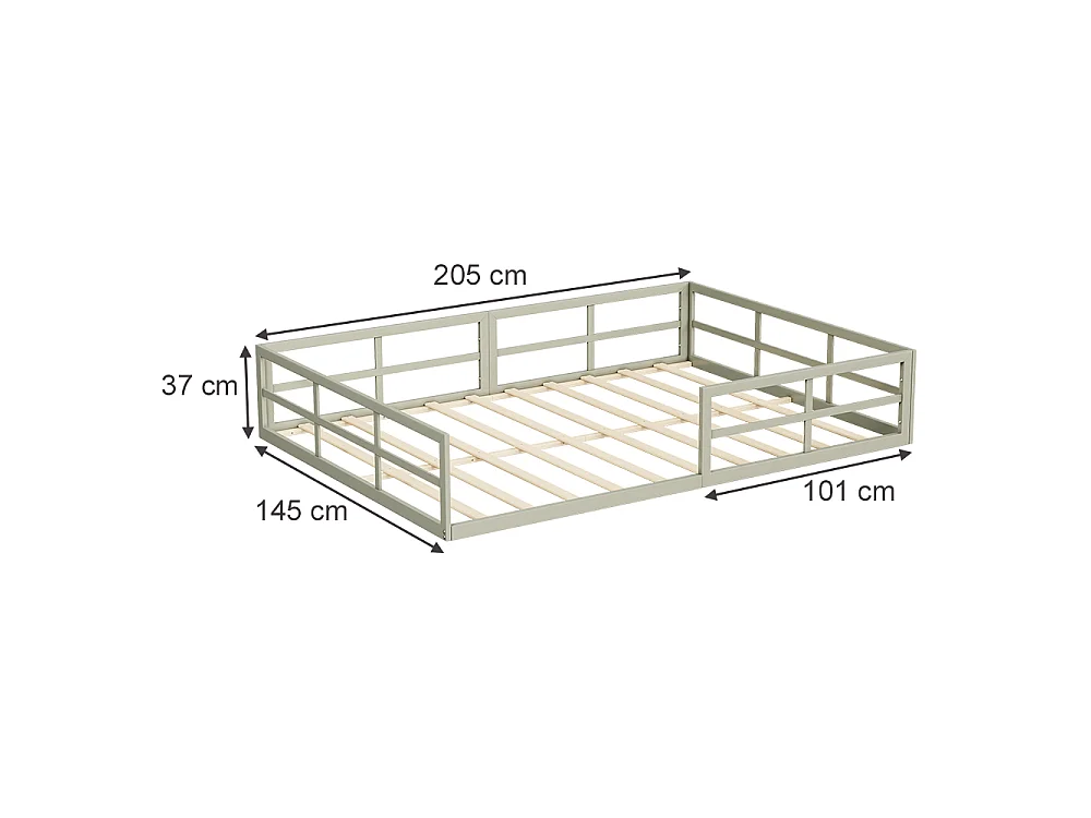 Łóżko dla dzieci szary 205x145x37 minno