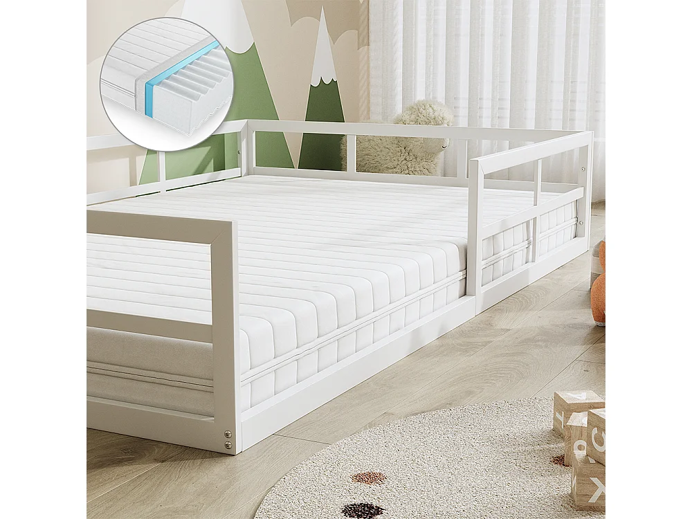 Lit pour enfant blanc 205x125x37 minno