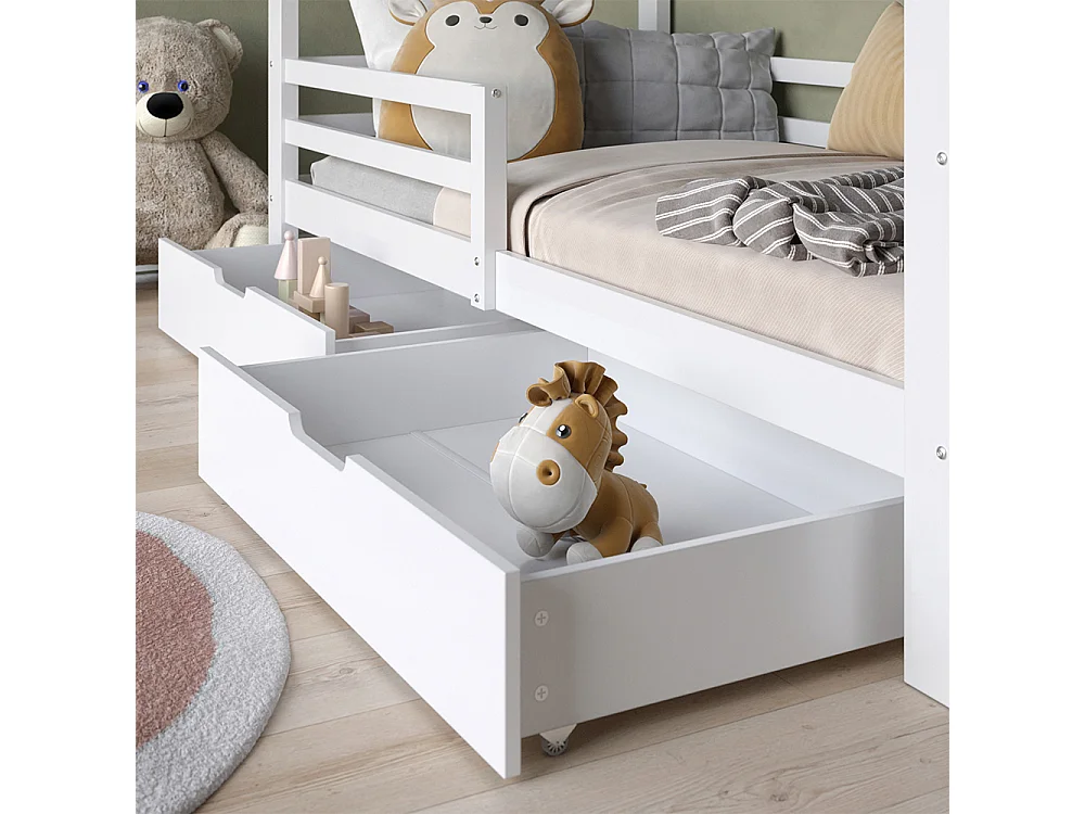 Lit cabane blanc 206x97x160 luni