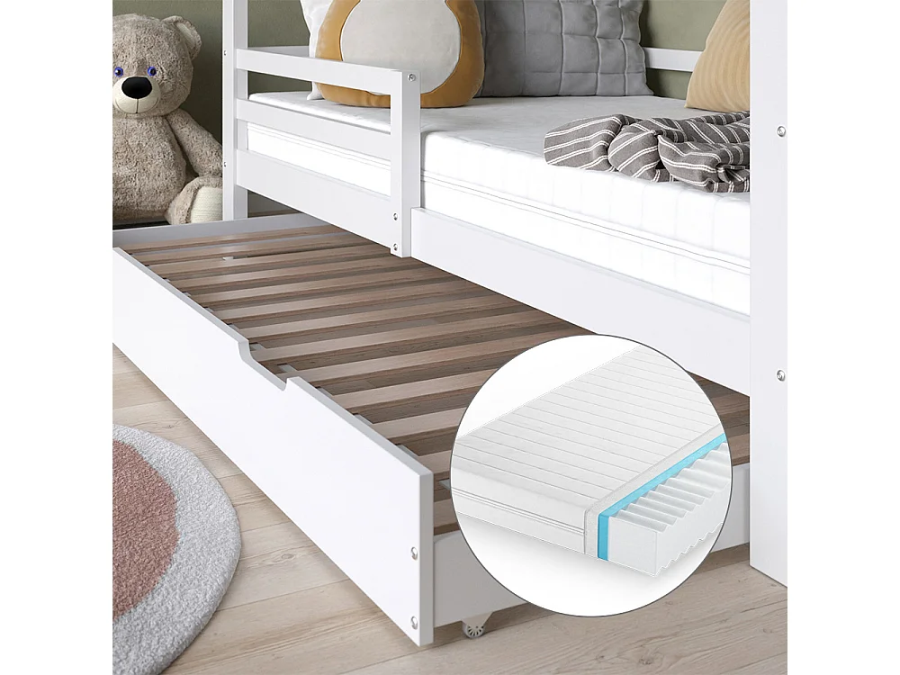 Lit cabane blanc 206x97x160 luni