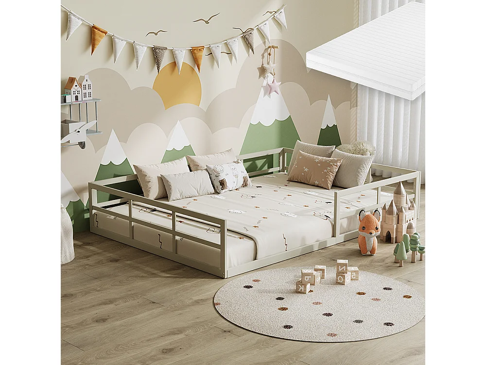 Lit pour enfant grège 205x145x37 minno