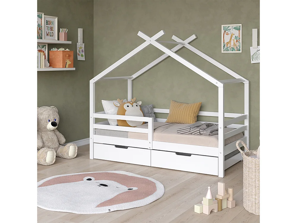 Lit cabane blanc 167x87x149.5 luni