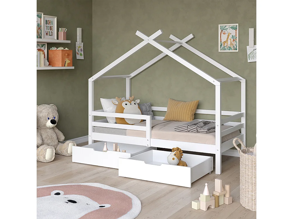 Lit cabane blanc 167x87x149.5 luni