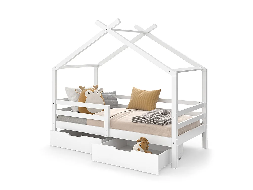 Lit cabane blanc 167x87x149.5 luni