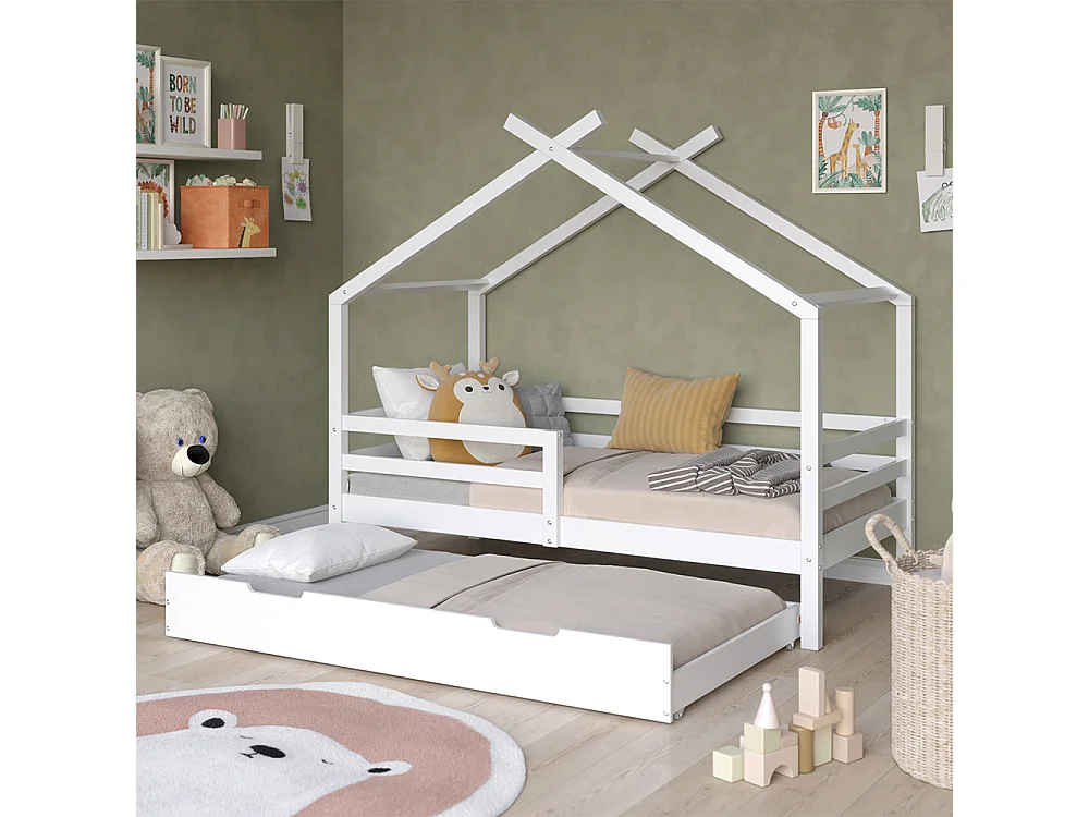 Lit cabane blanc 167x87x50.3 luni