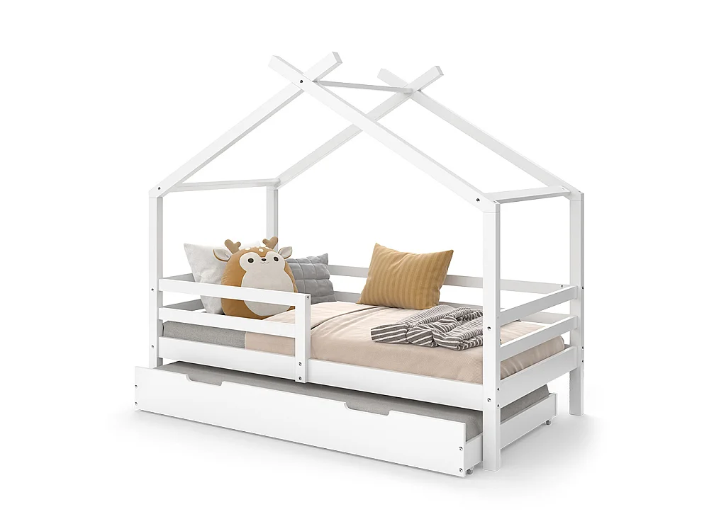 Lit cabane blanc 167x87x50.3 luni