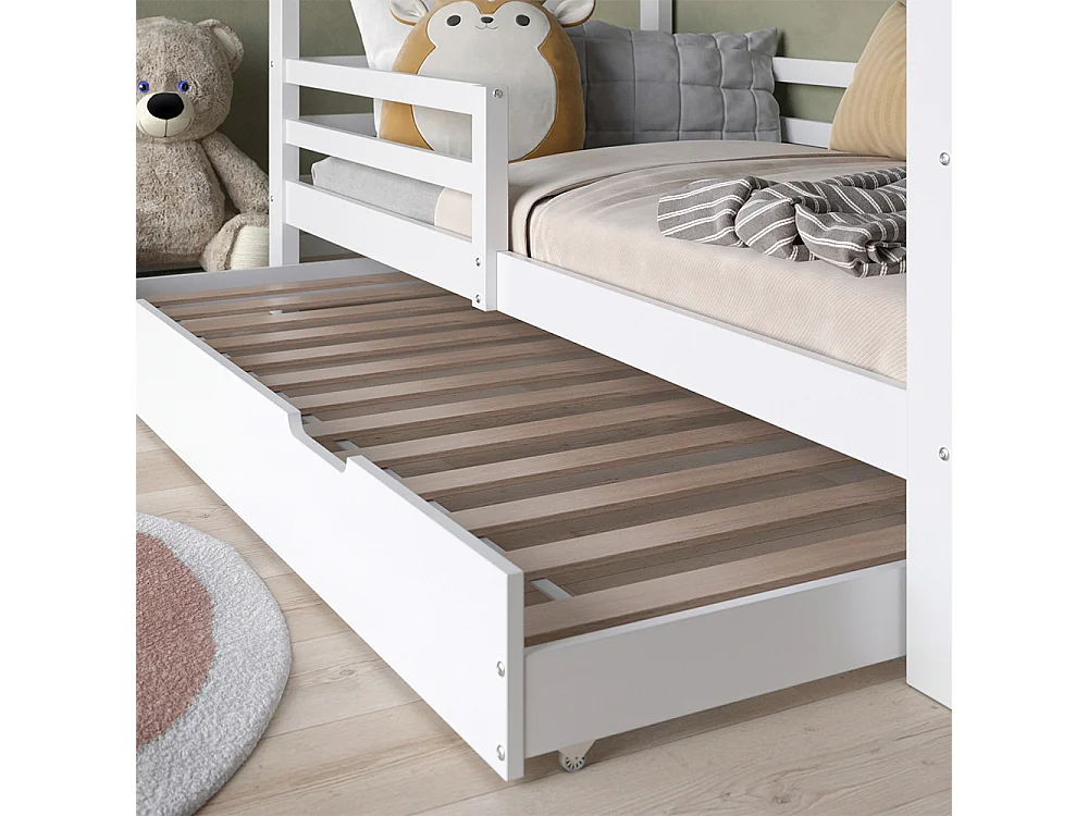 Lit cabane blanc 206x97x160 luni