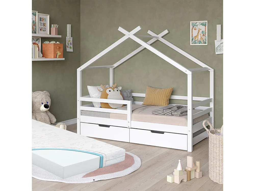 Lit cabane blanc 167x87x149.5 luni