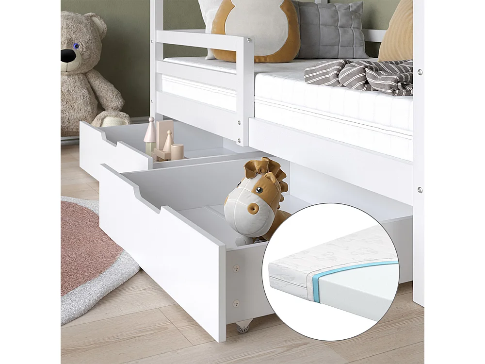 Lit cabane blanc 167x87x149.5 luni