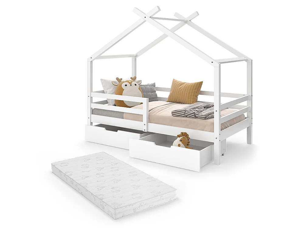 Lit cabane blanc 167x87x149.5 luni