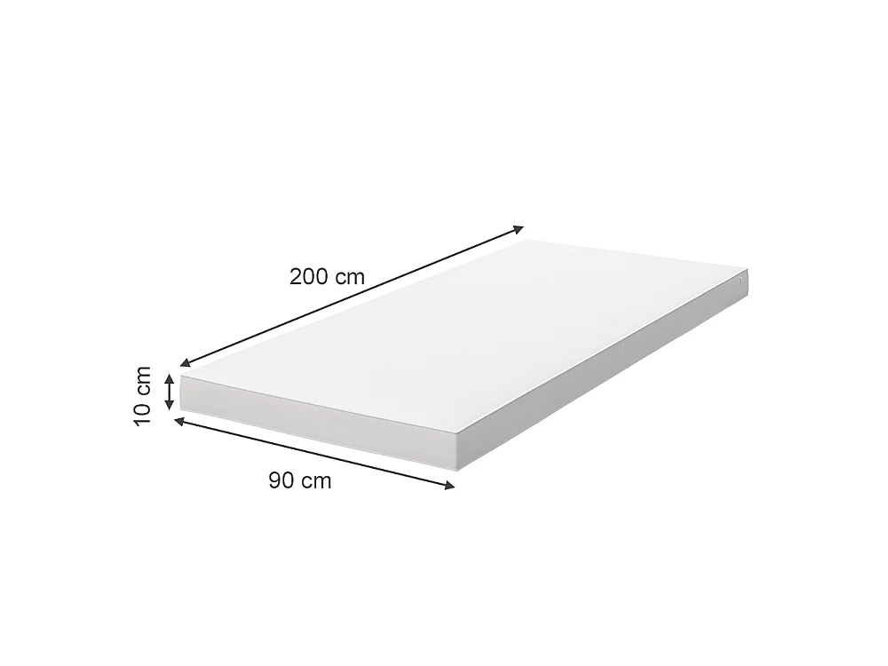 Colchão para crianças branco 90x200x10