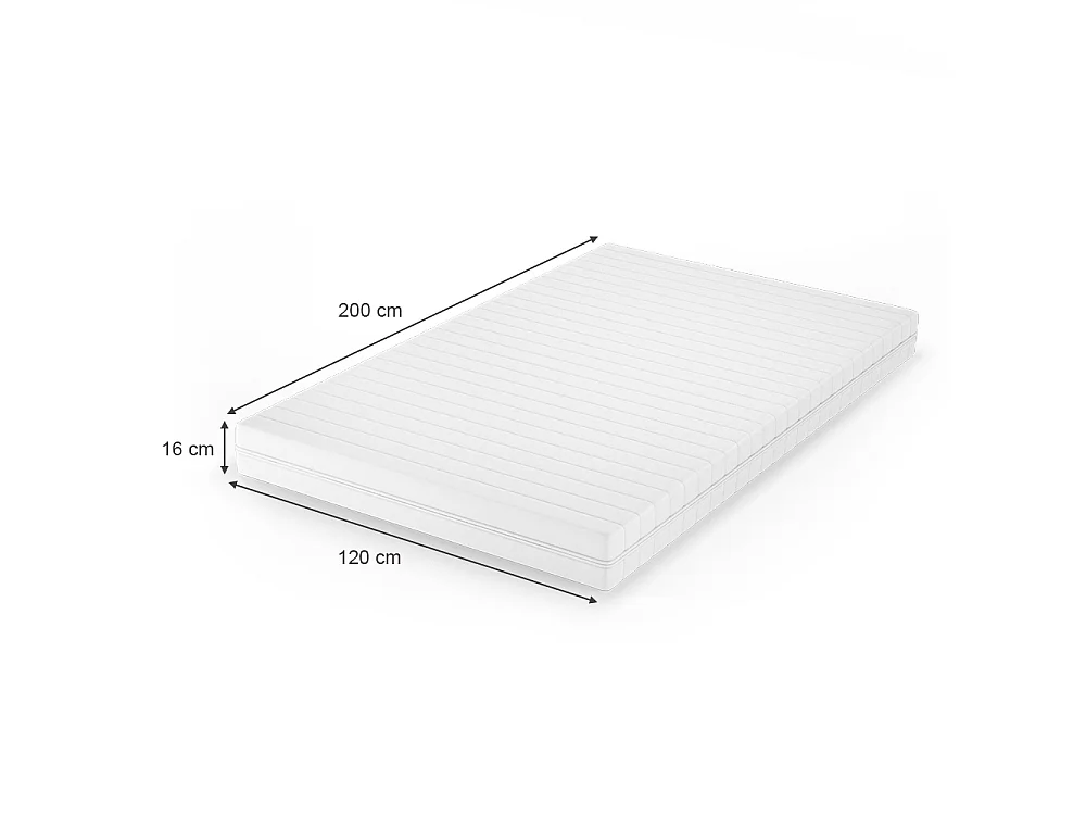 Matelas en mousse froide blanc 120x200x16