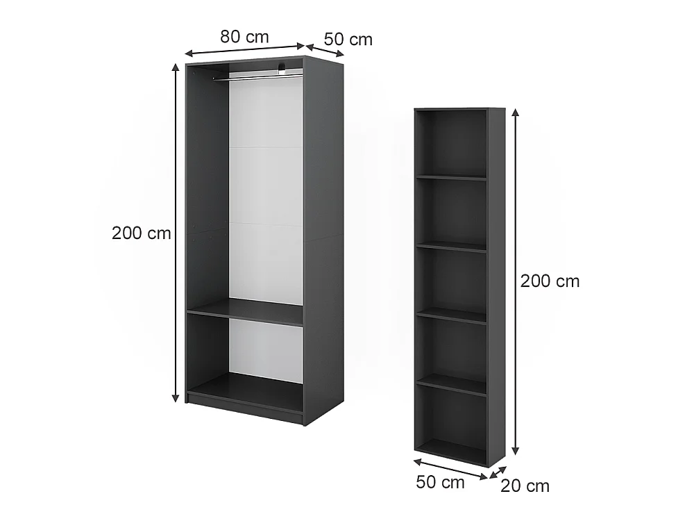 Armoire anthracite 80x50x200 elmo