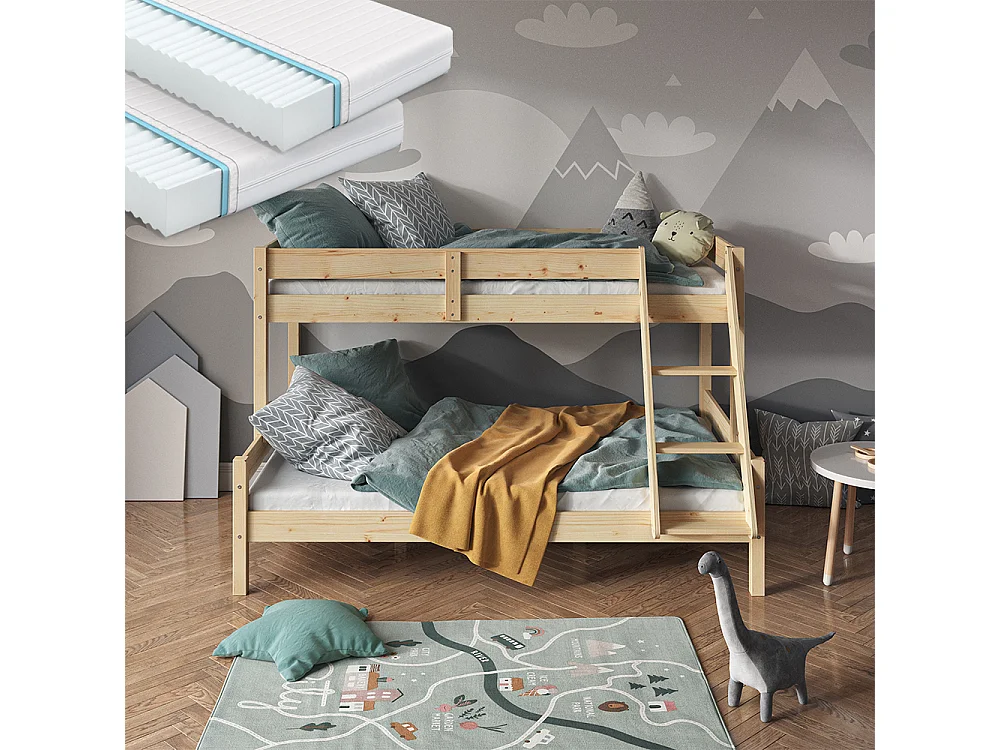Lit superposé naturel bois 207.6x138.9x131 everest