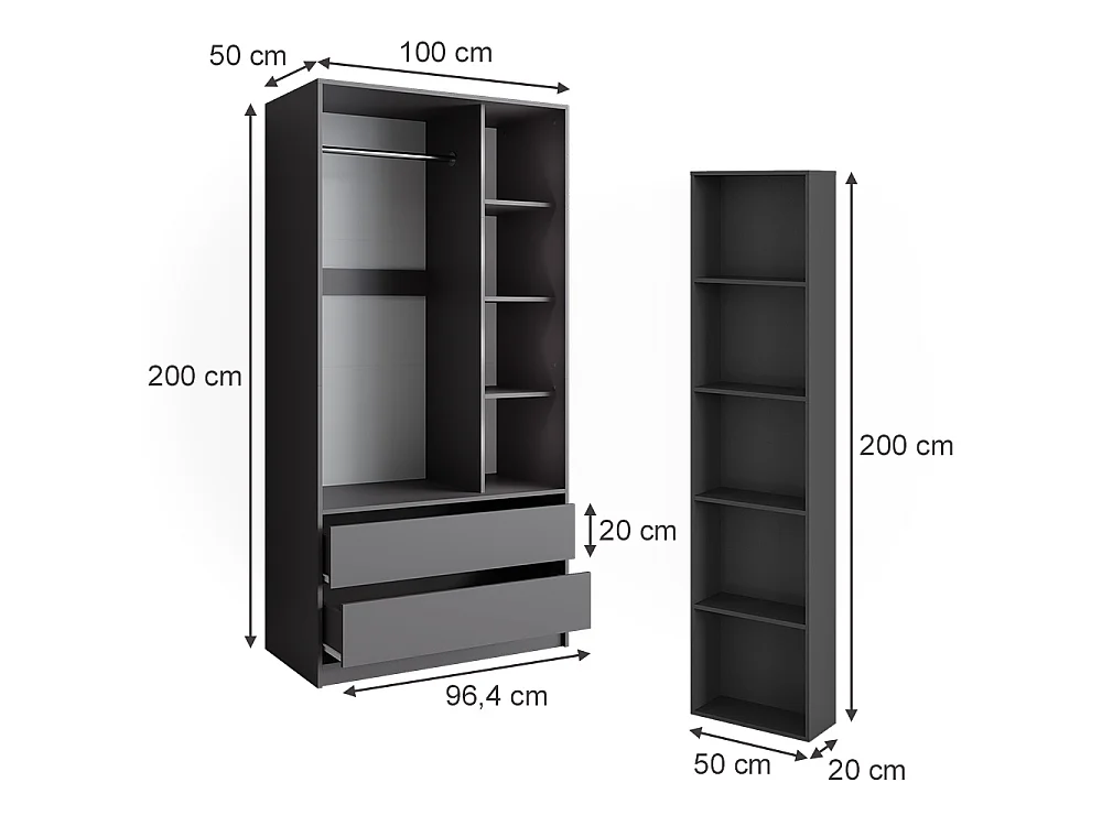 Szafa antracyt 50x20x200 elmo