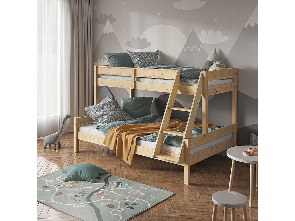 Lit superposé naturel bois 207.6x138.9x131 everest