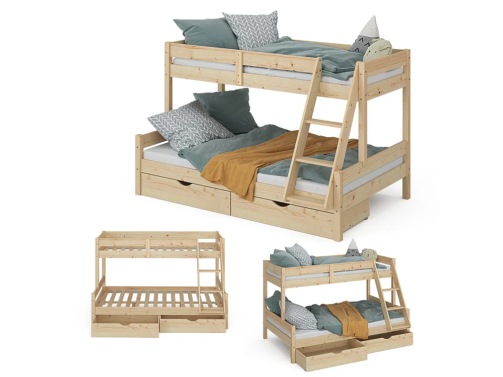 Lit superposé naturel bois 207.6x138.9x131 everest