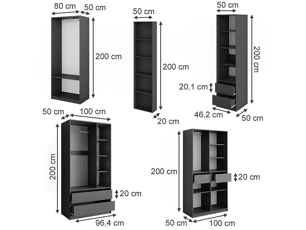 Armoire anthracite 50x20x200 elmo