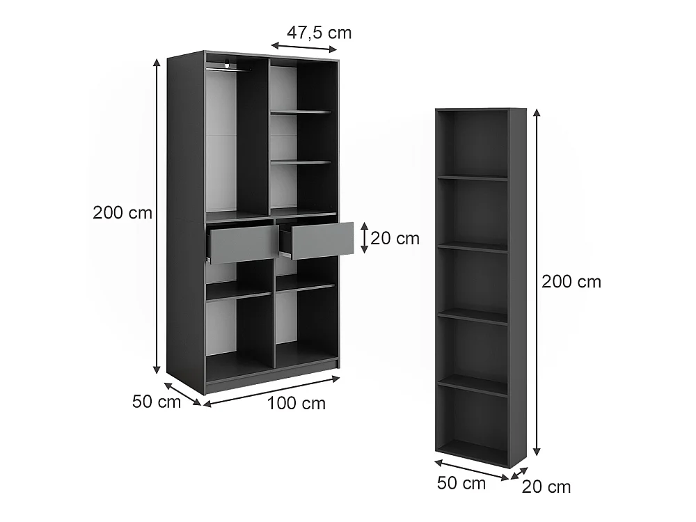 Armoire anthracite 50x20x200 elmo