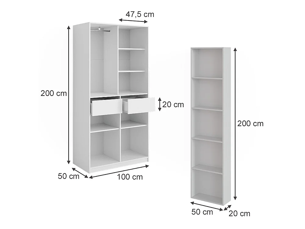Kleiderschrank weiß 50x20x200 elmo