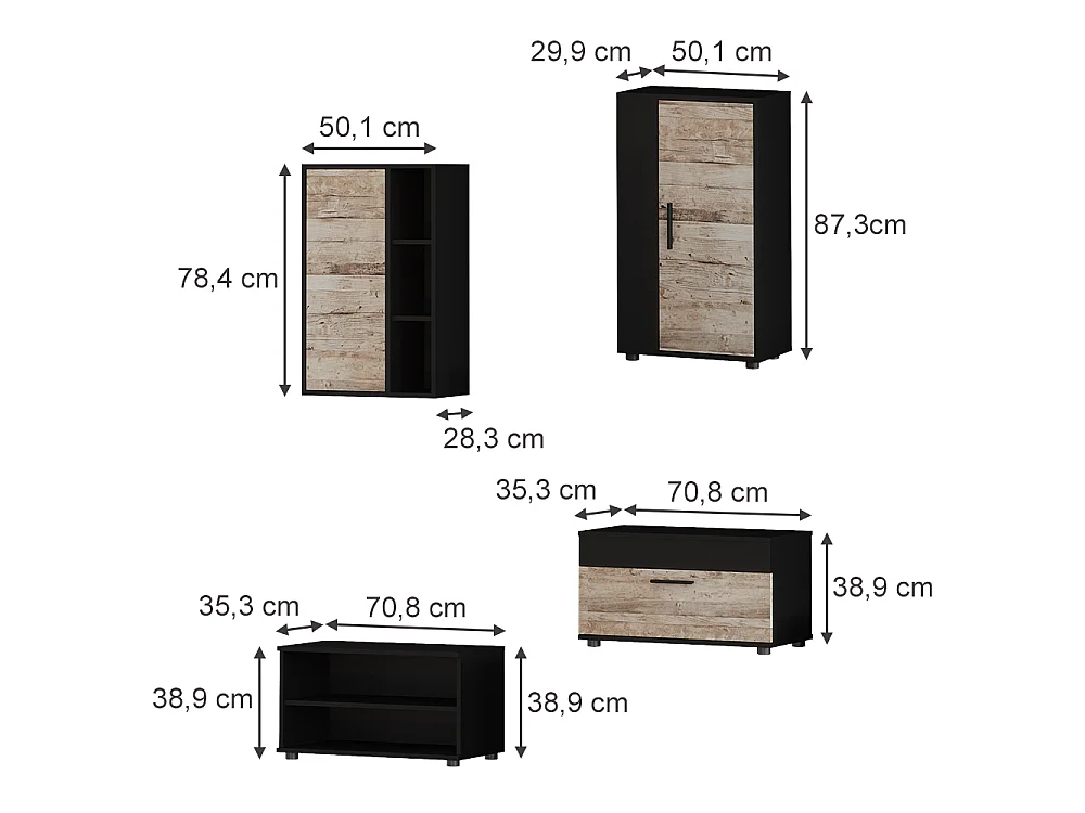 Väggskåp svart/sand ek 50.1x28.3x78.4 berno