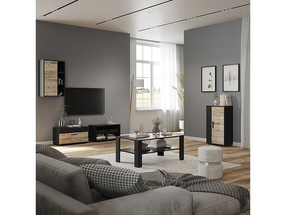 Väggskåp svart/sand ek 50.1x28.3x78.4 berno
