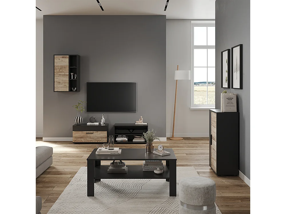 Väggskåp svart/sand ek 50.1x28.3x78.4 berno